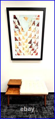 Vintage Mid-Century Furniture Solid Wood Entry Telephone Table Bench Seat RARE