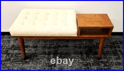 Vintage Mid-Century Furniture Solid Wood Entry Telephone Table Bench Seat RARE