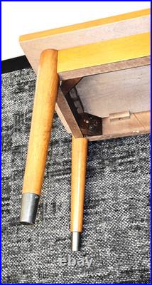 Vintage Mid-Century Furniture Solid Wood Entry Telephone Table Bench Seat RARE