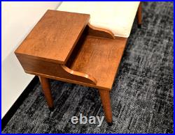 Vintage Mid-Century Furniture Solid Wood Entry Telephone Table Bench Seat RARE