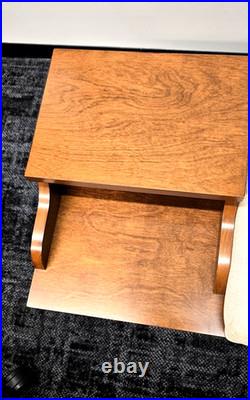 Vintage Mid-Century Furniture Solid Wood Entry Telephone Table Bench Seat RARE