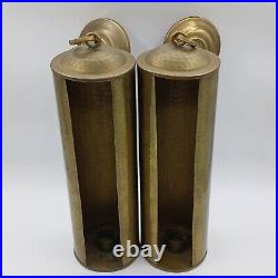 Vintage Mid Century Modern 12 Brass Candle Holder Wall Sconce PAIR Italy RARE