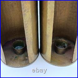 Vintage Mid Century Modern 12 Brass Candle Holder Wall Sconce PAIR Italy RARE