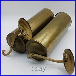 Vintage Mid Century Modern 12 Brass Candle Holder Wall Sconce PAIR Italy RARE