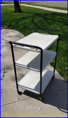 Vintage Mid Century Modern 3 Tier Serving Cart with Removable Tray UNIQUE & RARE