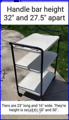 Vintage Mid Century Modern 3 Tier Serving Cart with Removable Tray UNIQUE & RARE