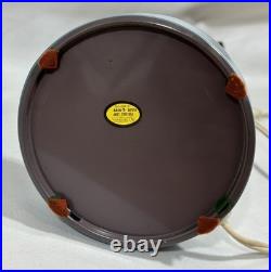 Vintage Mid Century Modern Blue Toleware Metal Enamel Table Lamp Saucer Shade