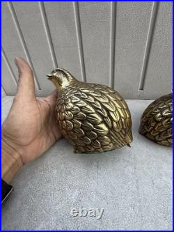 Vintage Mid-Century Modern Brass Quail or Partridge Bird Figurines. Japan. Rare