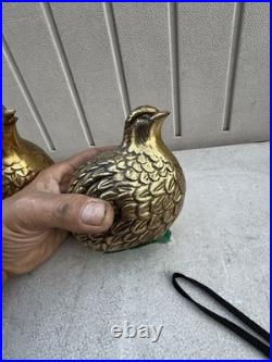 Vintage Mid-Century Modern Brass Quail or Partridge Bird Figurines. Japan. Rare