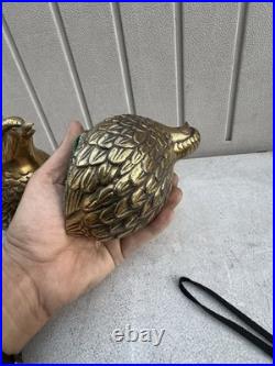 Vintage Mid-Century Modern Brass Quail or Partridge Bird Figurines. Japan. Rare