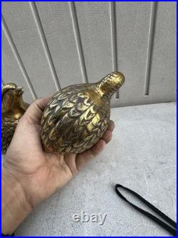 Vintage Mid-Century Modern Brass Quail or Partridge Bird Figurines. Japan. Rare