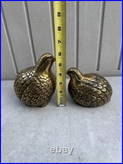 Vintage Mid-Century Modern Brass Quail or Partridge Bird Figurines. Japan. Rare