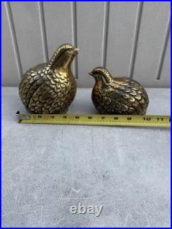 Vintage Mid-Century Modern Brass Quail or Partridge Bird Figurines. Japan. Rare