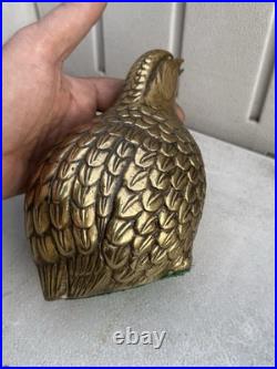 Vintage Mid-Century Modern Brass Quail or Partridge Bird Figurines. Japan. Rare