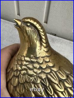 Vintage Mid-Century Modern Brass Quail or Partridge Bird Figurines. Japan. Rare