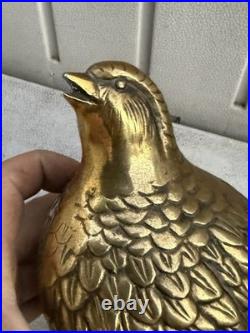 Vintage Mid-Century Modern Brass Quail or Partridge Bird Figurines. Japan. Rare