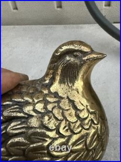 Vintage Mid-Century Modern Brass Quail or Partridge Bird Figurines. Japan. Rare