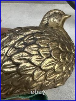 Vintage Mid-Century Modern Brass Quail or Partridge Bird Figurines. Japan. Rare