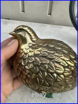 Vintage Mid-Century Modern Brass Quail or Partridge Bird Figurines. Japan. Rare