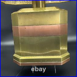 Vintage Mid Century Modern Brass and Copper Table Lamp Rare Works Great 28in Vintage Mid Century Modern Brass and Copper Table Lamp Rare Works Great 28in