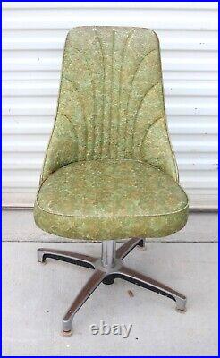 Vintage Mid Century Modern Chromcraft Table and 6 Chair Set- Rare Floral Green