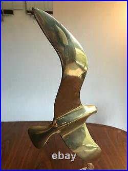 Vintage Mid Century Modern Curtis Jere Onyx Brass Seagull Bird Sculpture rare