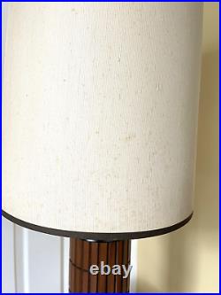Vintage Mid Century Modern Gruvwood Table Lamp with Original Shade RARE SHADE
