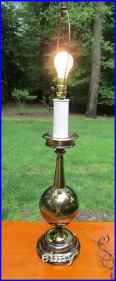 Vintage Mid Century Modern HEYCO Gold -Silver Tone Metal Sphere Table Lamp Rare