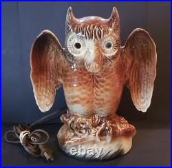 Vintage Mid Century Modern Howard Kron Ceramic Owl TV Lamp Retro Nostalgic Decor