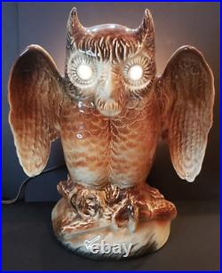 Vintage Mid Century Modern Howard Kron Ceramic Owl TV Lamp Retro Nostalgic Decor