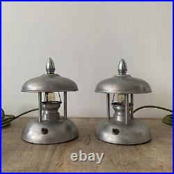 Vintage Mid Century Modern Industrial Metal Lamps x2 Pair Rare Glimo Dimmable