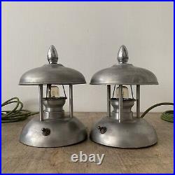 Vintage Mid Century Modern Industrial Metal Lamps x2 Pair Rare Glimo Dimmable