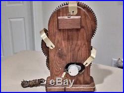 Vintage Mid Century Modern Industrial Wooden Gear Clock WORKING RARE
