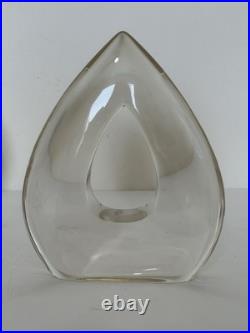 Vintage Mid Century Modern Lucite Bookends Teardrop Set 2 Acrylic MCM Clear 9x7