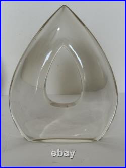Vintage Mid Century Modern Lucite Bookends Teardrop Set 2 Acrylic MCM Clear 9x7