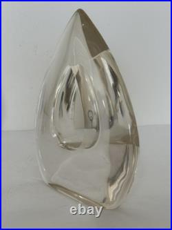 Vintage Mid Century Modern Lucite Bookends Teardrop Set 2 Acrylic MCM Clear 9x7