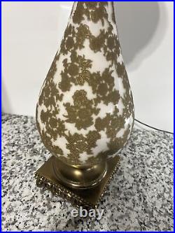 Vintage Mid Century Modern Porcelain Lamp- White And Gold- Rare
