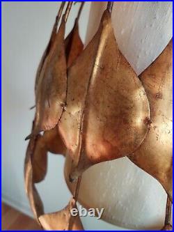 Vintage Mid-Century Modern Rare Gold Guilt Lotus Leaf Swag Lamp Vintage Mid-Century Modern Rare Gold Guilt Lotus Leaf Swag Lamp
