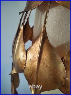 Vintage Mid-Century Modern Rare Gold Guilt Lotus Leaf Swag Lamp Vintage Mid-Century Modern Rare Gold Guilt Lotus Leaf Swag Lamp