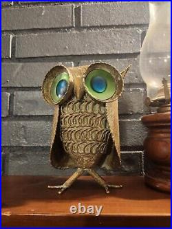 Vintage Mid Century Modern Rare Original Curtis Jere Owl Sculpture Signed 1967