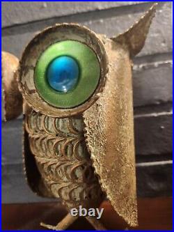 Vintage Mid Century Modern Rare Original Curtis Jere Owl Sculpture Signed 1967