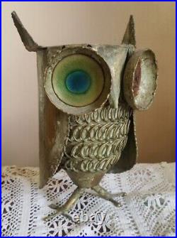 Vintage Mid Century Modern Rare Original Curtis Jere Owl Sculpture Signed 1967