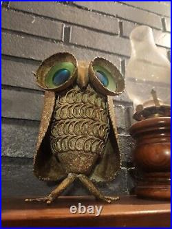 Vintage Mid Century Modern Rare Original Curtis Jere Owl Sculpture Signed 1967
