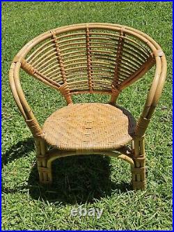 Vintage Mid-Century Modern Rattan & Sculpted Bamboo Chair RARE