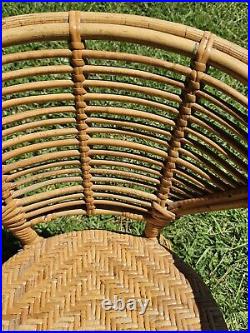 Vintage Mid-Century Modern Rattan & Sculpted Bamboo Chair RARE