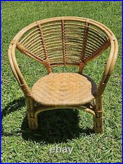 Vintage Mid-Century Modern Rattan & Sculpted Bamboo Chair RARE