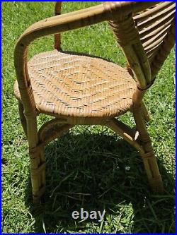 Vintage Mid-Century Modern Rattan & Sculpted Bamboo Chair RARE