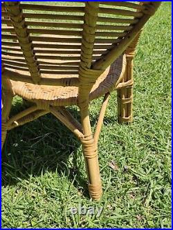 Vintage Mid-Century Modern Rattan & Sculpted Bamboo Chair RARE