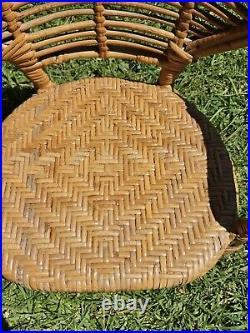 Vintage Mid-Century Modern Rattan & Sculpted Bamboo Chair RARE