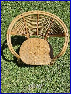 Vintage Mid-Century Modern Rattan & Sculpted Bamboo Chair RARE